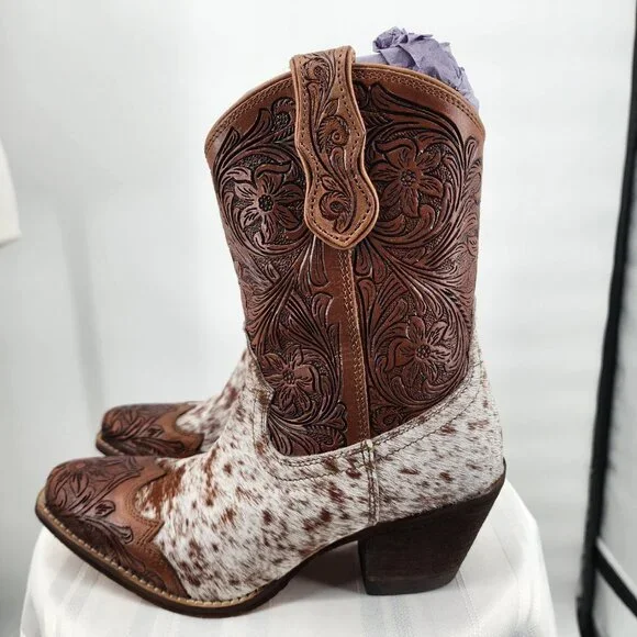 MYRA BAG Kelsey Short Cowboy Boots Brown Hair On Hide 6-11 NWT - Picture 4 of 12